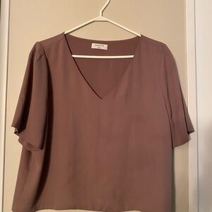 Babaton Dusty Pink V-Neck Blouse